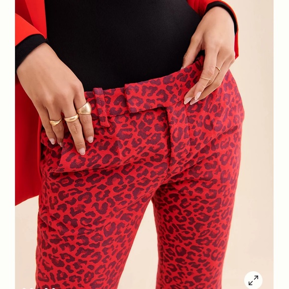 Zadig & Voltaire Black & Red Jacquard Leopard Print Prune Jac Leo Pants 34/XS - Picture 5 of 16